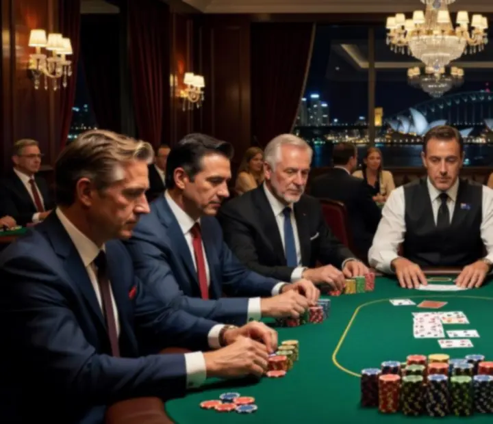 Live Texas Hold'em tournament with players at a professional poker table