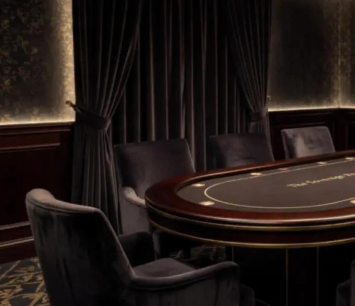 Luxurious VIP poker room with private table and intimate lighting